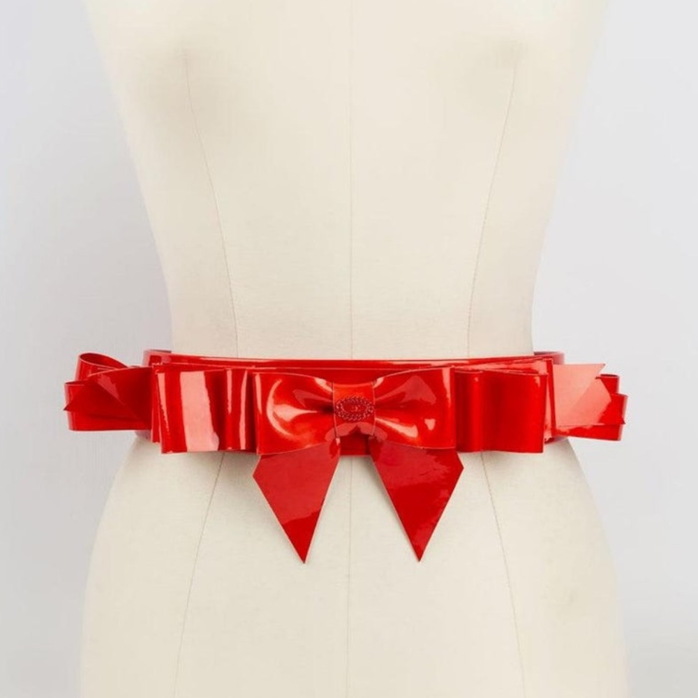 Channel Red Patent Leather Belt.
